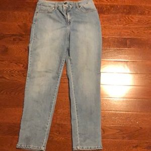 High waisted blue jeans